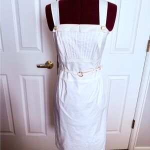 ANTONIO MELANI White Sleeveless Belted Midi Dress
